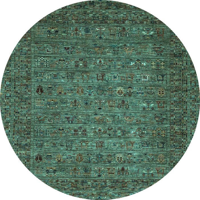Round Machine Washable Abstract Light Blue Modern Rug, wshabs2347lblu