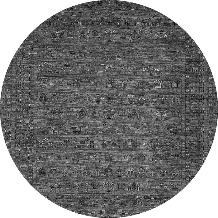 Round Abstract Gray Modern Rug, abs2347gry
