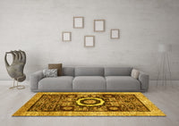 Machine Washable Abstract Yellow Modern Rug, wshabs2348yw