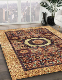 Abstract Saffron Red Modern Rug, abs2348