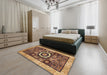 Abstract Saffron Red Modern Rug in a Bedroom, abs2348