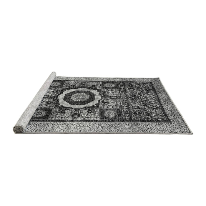 Sideview of Machine Washable Abstract Gray Modern Rug, wshabs2348gry