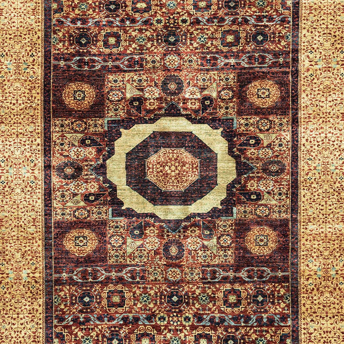 Machine Washable Abstract Saffron Red Rug, wshabs2348