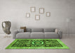 Machine Washable Abstract Green Modern Area Rugs in a Living Room,, wshabs2348grn