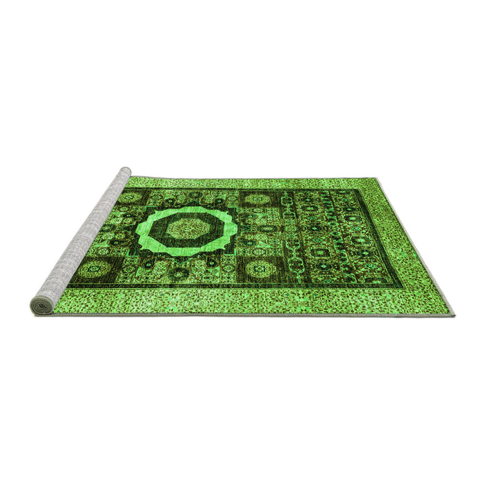 Sideview of Machine Washable Abstract Green Modern Area Rugs, wshabs2348grn