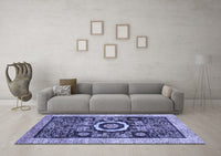 Machine Washable Abstract Blue Modern Rug, wshabs2348blu