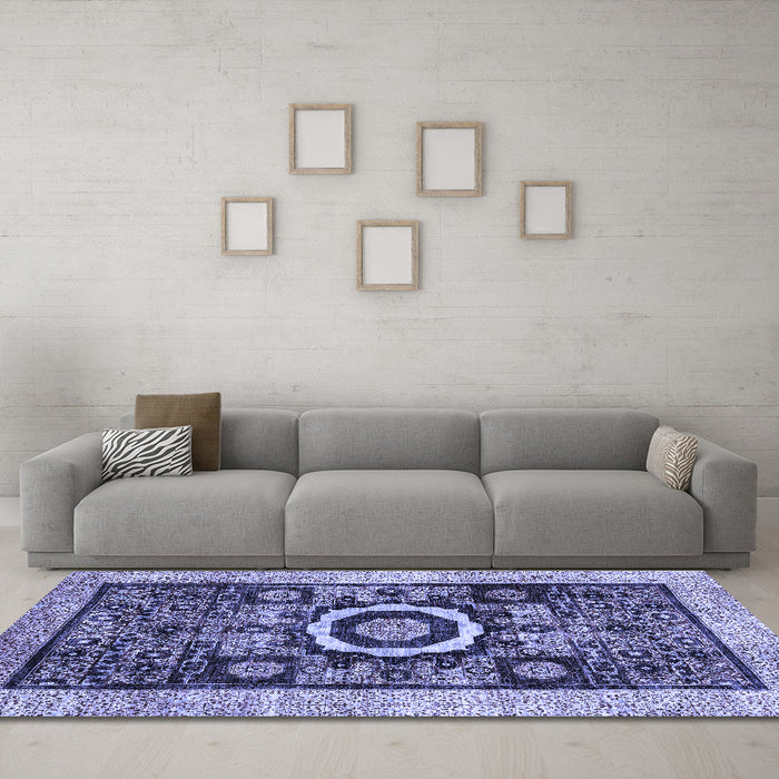 Machine Washable Abstract Blue Modern Rug in a Living Room, wshabs2348blu