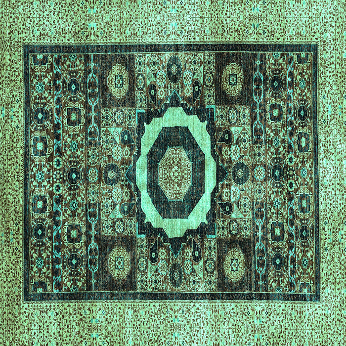 Square Machine Washable Abstract Turquoise Modern Area Rugs, wshabs2348turq