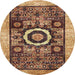 Round Abstract Saffron Red Modern Rug, abs2348