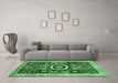 Machine Washable Abstract Emerald Green Modern Area Rugs in a Living Room,, wshabs2348emgrn