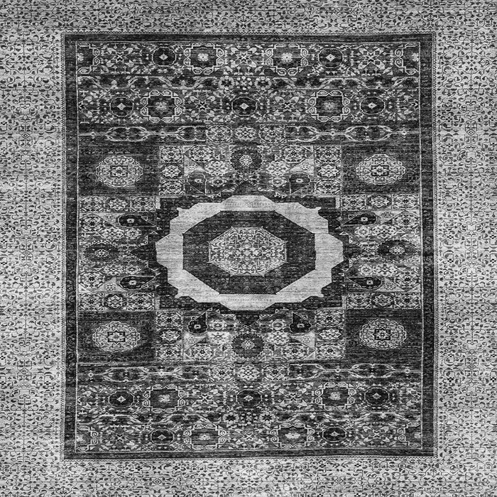 Square Abstract Gray Modern Rug, abs2348gry