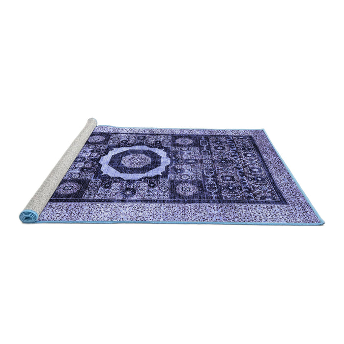 Sideview of Machine Washable Abstract Blue Modern Rug, wshabs2348blu