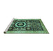 Sideview of Machine Washable Abstract Turquoise Modern Area Rugs, wshabs2348turq