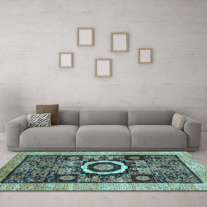 Machine Washable Abstract Light Blue Modern Rug in a Living Room, wshabs2348lblu