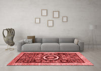 Machine Washable Abstract Red Modern Rug, wshabs2348red