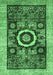 Machine Washable Abstract Emerald Green Modern Area Rugs, wshabs2348emgrn