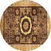 Round Abstract Brown Modern Rug, abs2348brn