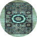 Round Machine Washable Abstract Light Blue Modern Rug, wshabs2348lblu