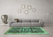 Machine Washable Abstract Turquoise Modern Area Rugs in a Living Room,, wshabs2348turq