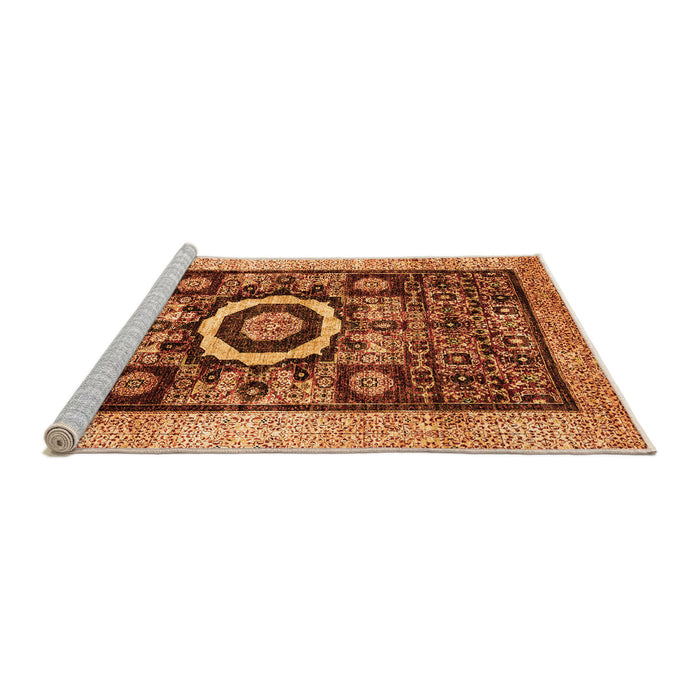 Sideview of Machine Washable Abstract Orange Modern Area Rugs, wshabs2348org