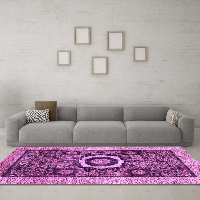 Machine Washable Abstract Purple Modern Area Rugs in a Living Room, wshabs2348pur