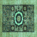 Square Abstract Turquoise Modern Rug, abs2348turq