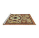 Sideview of Machine Washable Abstract Metallic Gold Rug, wshabs2349