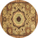 Round Machine Washable Abstract Brown Modern Rug, wshabs2349brn