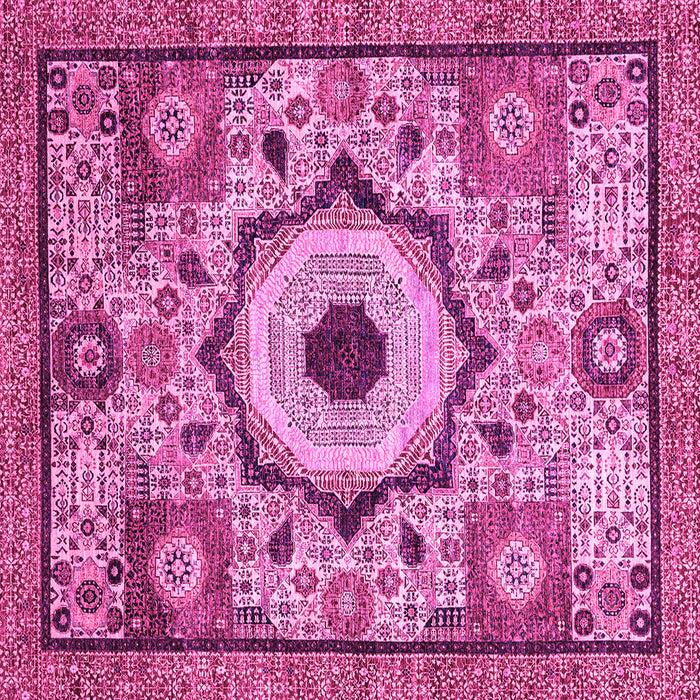 Square Machine Washable Abstract Pink Modern Rug, wshabs2349pnk