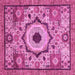 Square Machine Washable Abstract Pink Modern Rug, wshabs2349pnk