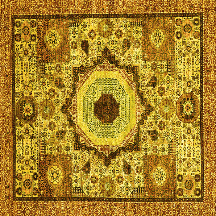 Square Abstract Yellow Modern Rug, abs2349yw