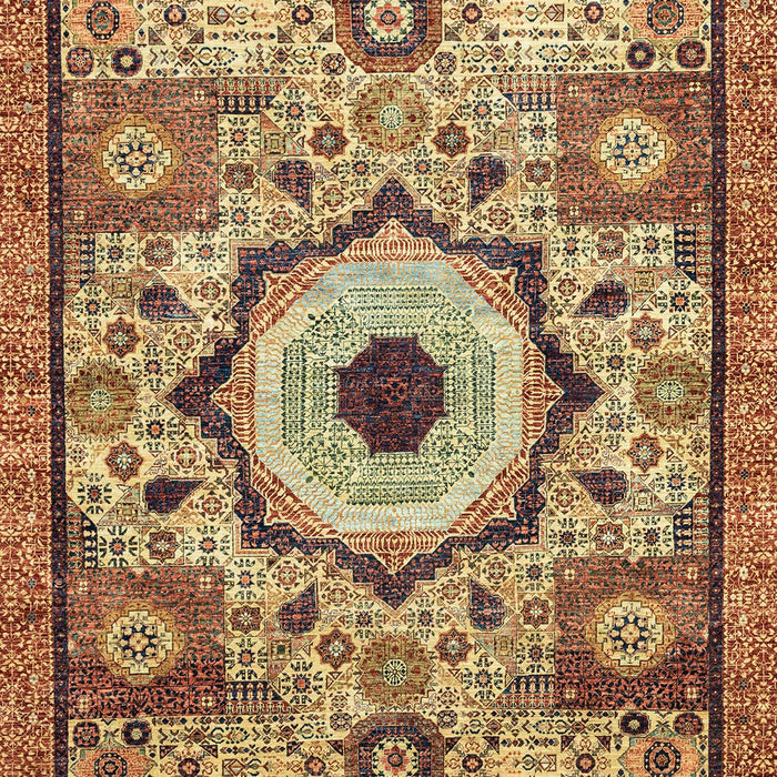 Machine Washable Abstract Metallic Gold Rug, wshabs2349