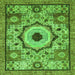 Square Machine Washable Abstract Green Modern Area Rugs, wshabs2349grn