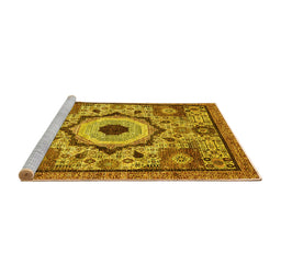 Sideview of Machine Washable Abstract Yellow Modern Rug, wshabs2349yw