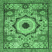 Square Abstract Emerald Green Modern Rug, abs2349emgrn