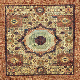 Square Machine Washable Abstract Metallic Gold Rug, wshabs2349