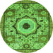 Round Abstract Green Modern Rug, abs2349grn