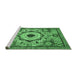 Sideview of Machine Washable Abstract Emerald Green Modern Area Rugs, wshabs2349emgrn