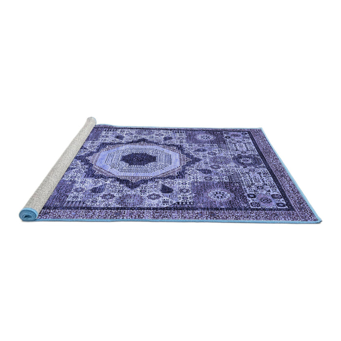Sideview of Machine Washable Abstract Blue Modern Rug, wshabs2349blu
