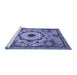 Sideview of Machine Washable Abstract Blue Modern Rug, wshabs2349blu