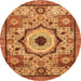 Round Abstract Orange Modern Rug, abs2349org