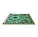 Sideview of Machine Washable Abstract Turquoise Modern Area Rugs, wshabs2349turq