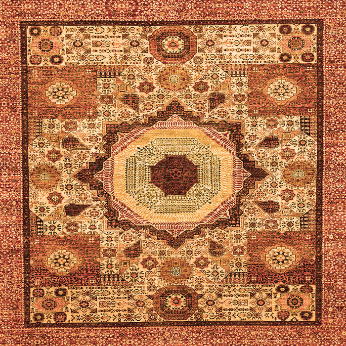 Square Abstract Orange Modern Rug, abs2349org