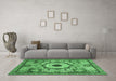 Machine Washable Abstract Emerald Green Modern Area Rugs in a Living Room,, wshabs2349emgrn