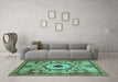 Machine Washable Abstract Turquoise Modern Area Rugs in a Living Room,, wshabs2349turq