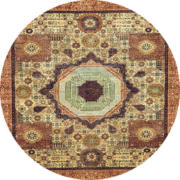 Round Abstract Metallic Gold Modern Rug, abs2349