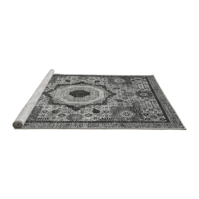 Sideview of Machine Washable Abstract Gray Modern Rug, wshabs2349gry