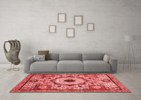 Machine Washable Abstract Red Modern Rug, wshabs2349red