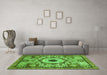 Machine Washable Abstract Green Modern Area Rugs in a Living Room,, wshabs2349grn