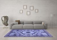 Machine Washable Abstract Blue Modern Rug, wshabs2349blu